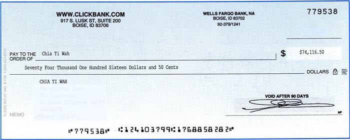 one thousand dollar check